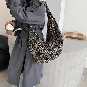 Canvas Handbags Leopard Female Casual Tote Ladies Crossbody Bag