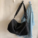 Large Capacity Canvas Hobo Shoulder Bag Women Summer Solid Gym Shopping Tote