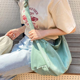 Large Capacity Canvas Hobo Shoulder Bag Women Summer Solid Gym Shopping Tote