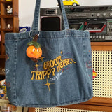 Embroidered Canvas Messenger Bag Soft Tote Shoulder Handbag for Women