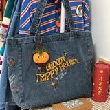 Embroidered Canvas Messenger Bag Soft Tote Shoulder Handbag for Women