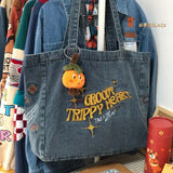 Embroidered Canvas Messenger Bag Soft Tote Shoulder Handbag for Women