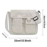 Canvas Messenger Bag Pink Flower Student Tote Bag