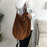 Large Capacity Canvas Shoulder Bag Corduroy Lazy Shopping Tote Bag