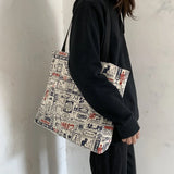 Japanese Vintage Canvas Shoulder Bag Eco Shopping Tote Handbag