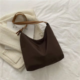 Large Capacity Canvas Shoulder Bag for Women Solid Vintage Tote Bag