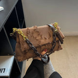 Large Capacity Canvas Shoulder Bags Retro Chains Messenger Handbags
