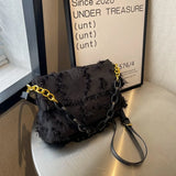 Large Capacity Canvas Shoulder Bags Retro Chains Messenger Handbags