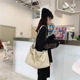 Large Capacity Canvas Shoulder Bag Soft Denim Travel Bag Women Fatchels Winter