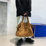 Large Capacity Canvas Shoulder Bag Soft Denim Travel Bag Women Fatchels Winter