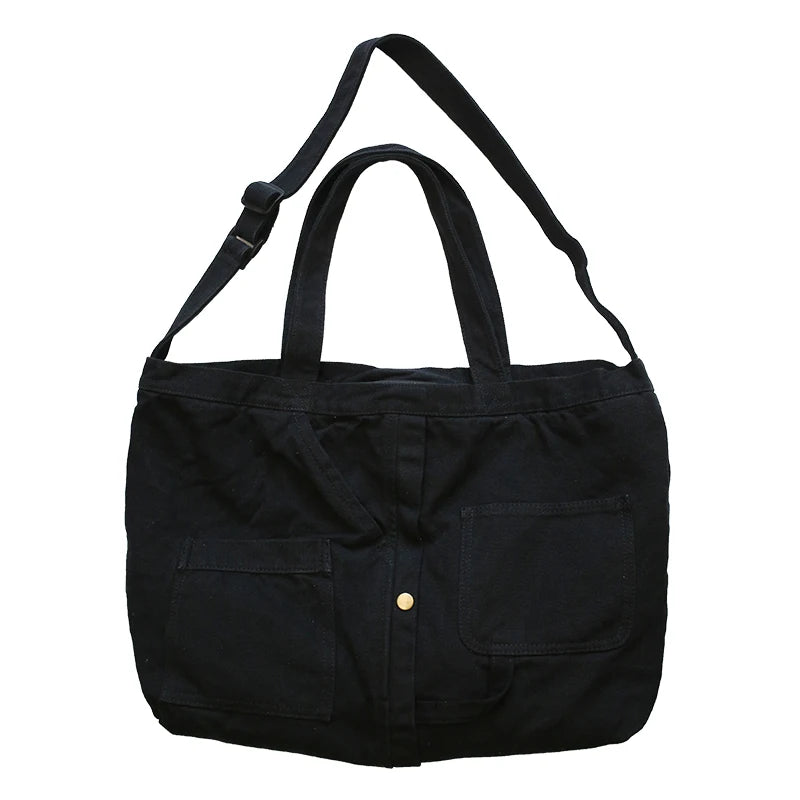 Large Capacity Canvas Shoulder Bag Soft Denim Travel Bag Women Fatchels Winter