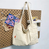 Large Capacity Canvas Shoulder Bag Soft Denim Travel Bag for Women