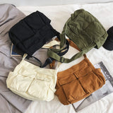 Canvas Shoulder Bag Soft Denim Travel Bag Women