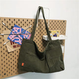 Large Capacity Canvas Shoulder Bag Soft Denim Travel Bag for Women