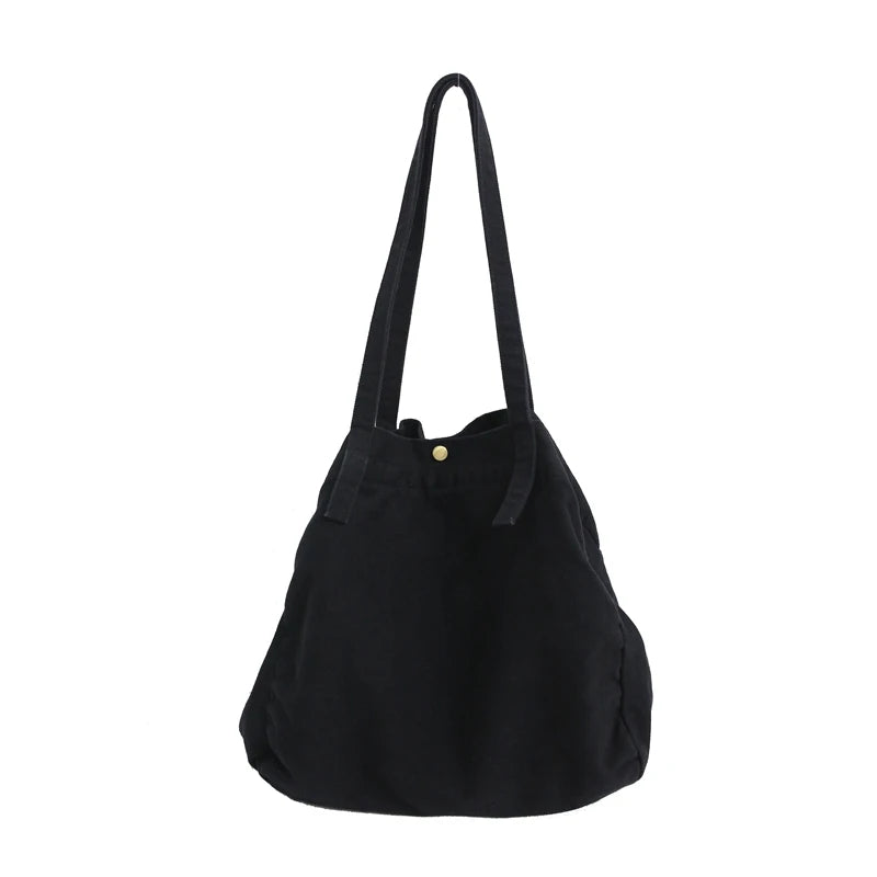 Large Capacity Canvas Shoulder Bag Soft Denim for Women