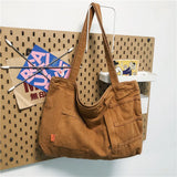 Large Capacity Canvas Shoulder Bag Soft Denim Travel Bag for Women