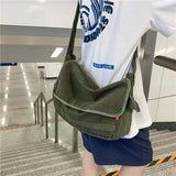 Large Capacity Canvas Shoulder Bags Solid Soft Denim Leisure Or Travel Bag
