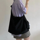 Large Capacity Canvas Shoulder Bags Women Lazy Casual Crossbody All-match
