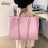 Canvas Shoulder Bags for Women Chain Messenger Bag Pink Handbags