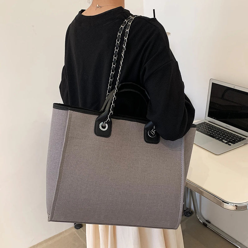 Canvas Shoulder Bags for Women Chain Messenger Bag Pink Handbags