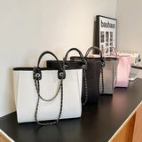 Canvas Shoulder Bags for Women Chain Messenger Bag Pink Handbags