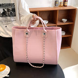 Canvas Shoulder Bags for Women Chain Messenger Bag Pink Handbags