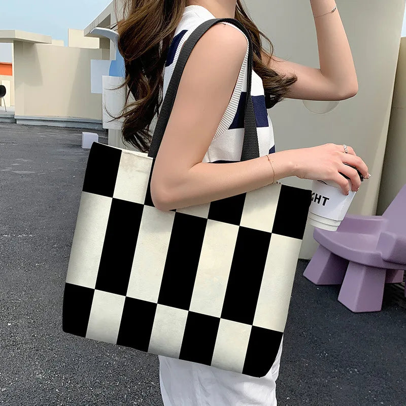 Large Capacity Canvas Shoulder Bags for Women Print Versatile In Handbag