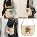 Monster Printed Canvas Shoulder Bag for Women Harajuku Diagonal Crossbody