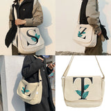 Japanese Harajuku Canvas Shoulder Bag Student Crossbody Leaf Letter Printed