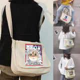 Astronaut Printed Canvas Shoulder Bag for Women