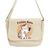 Japan Cat Printed Canvas Shoulder Bag for Women
