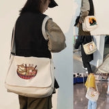 Japan Cat Printed Canvas Shoulder Bag for Women