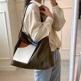 Large Capacity Canvas Tote Bags Contrast Bucket Travel Bag Girl's Shopper