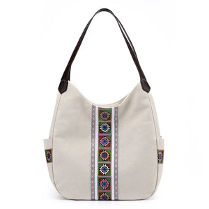 Canvas Tote Shoulder Bag Embroidery Crossbody Women Handbag Shopper Bag