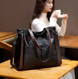 Vintage PU Leather Crossbody Bag Large Capacity Casual Tote Bag for Women