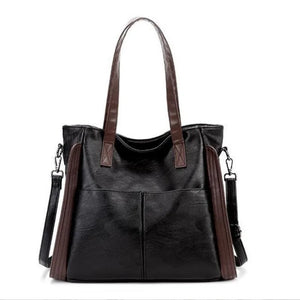 Vintage PU Leather Crossbody Bag Large Capacity Casual Tote Bag for Women