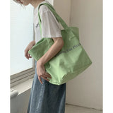 Letter Messenger Canvas Tote Bag Soft Girl Book Shopper Bags
