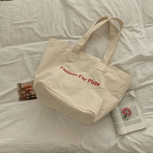 Letter Messenger Canvas Tote Bag Soft Girl Book Shopper Bags