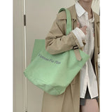 Letter Messenger Canvas Tote Bag Soft Girl Book Shopper Bags