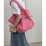 Letter Messenger Canvas Tote Bag Soft Girl Book Shopper Bags