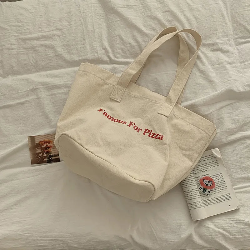 Letter Messenger Canvas Tote Bag Soft Girl Book Shopper Bags