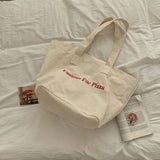 Letter Messenger Canvas Tote Bag Soft Girl Book Shopper Bags