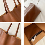 Large Capacity Women Totes Shoulder Bag PU Leather Vintage Soft
