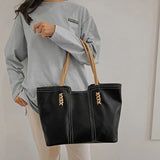 Large Capacity Women's Casual Tote Zipper Shoulder Bag High Business Style