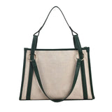 Canvas Contrast Square Handbag for Women Student Shopper Bags