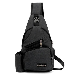 Large Capacity Chest Bag Mens Crossbody USB Charging Anti Theft Shoulder Bag