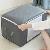 Large Capacity Clothing Storage Bag Organizer With Handle Fabric For Comforter B