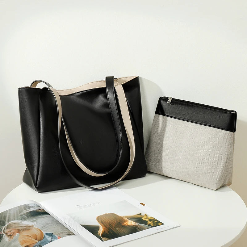 Large Capacity Women's Shoulder Bag Soft Pu Leather Handbags