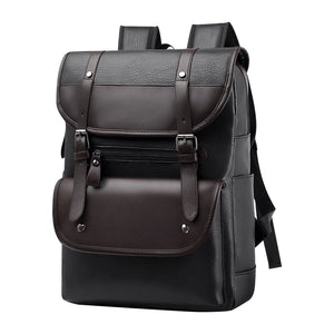 Large Capacity College PU Leather Men Backpack Business Travel Shopping