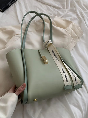 Large Capacity Women Texture Pu Leather Handbag Shoulder Totes Bags